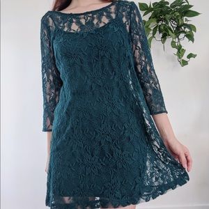 Lace Teal Green Mini Dress S